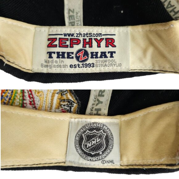Chicago Blackhawks NHL Cap Vintage Zephyr Snapback Black Red 3D Embroidered Hat - Picture 8 of 13